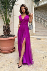 Long Dress Made Of Airy Fabric In Violet