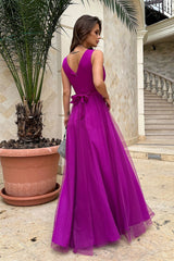 Long Dress Made Of Airy Fabric In Violet