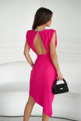 Neon Pink Open Back Evening Dress