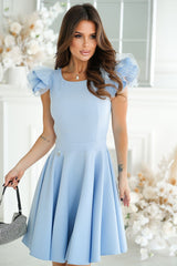 Cocktail Dress With Impressive Sleeves In Baby Blue