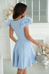 Cocktail Dress With Impressive Sleeves In Baby Blue