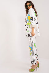 Women's Set Floral Jacket - Pants In Cream