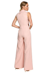 Sleeveless Jumpsuit With Double Layer Top - Powder