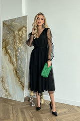 Evening Dress With Slightly Flared Skirt In Black