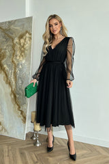 Evening Dress With Slightly Flared Skirt In Black