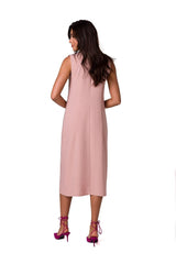 Simple Sleeveless Midi Dress - Pink