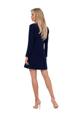 Shift Dress With Decorative Buttons - Navy Blue