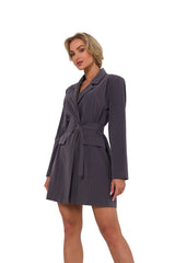 Belted Blazer Dress - Dark Grey