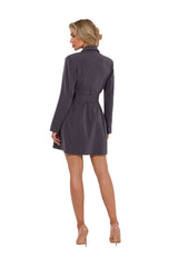 Belted Blazer Dress - Dark Grey