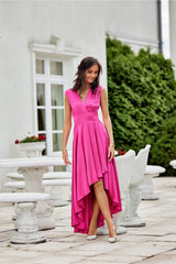 Evening Maxi Satin Dress In Fuchsia