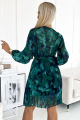 Chiffon cocktail dress in green black